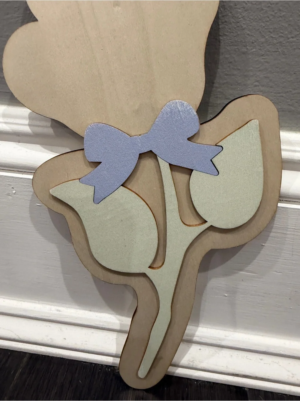 NWOT CUSTOM MADE 11” in Infant Toddler Handprint Wooden Flower Gift Keepsake
